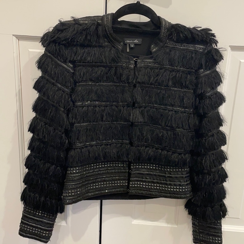 Miha black fringe studded jacket small